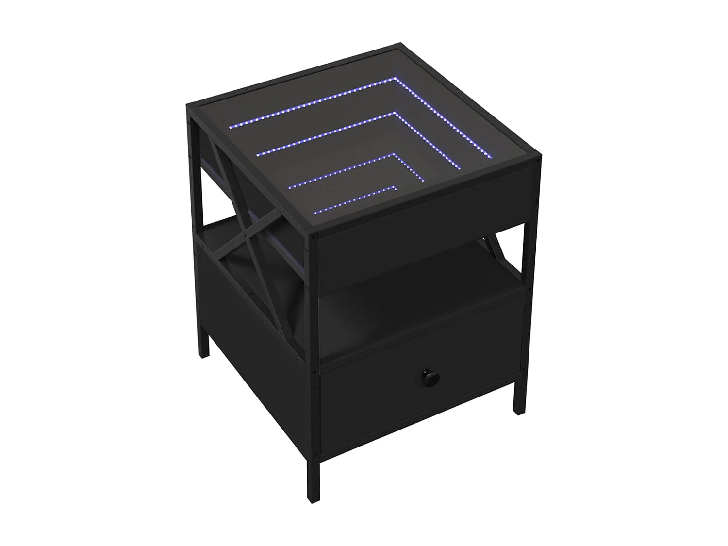 Table de chevet avec LED infini noir 40x40x51 cm