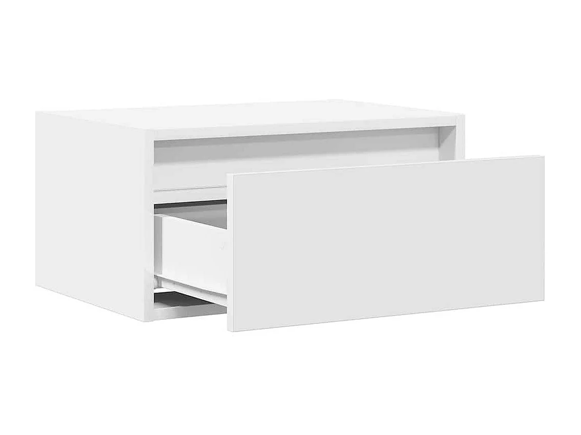 Tables de chevet murales avec lumières LED 2 pièces blanc