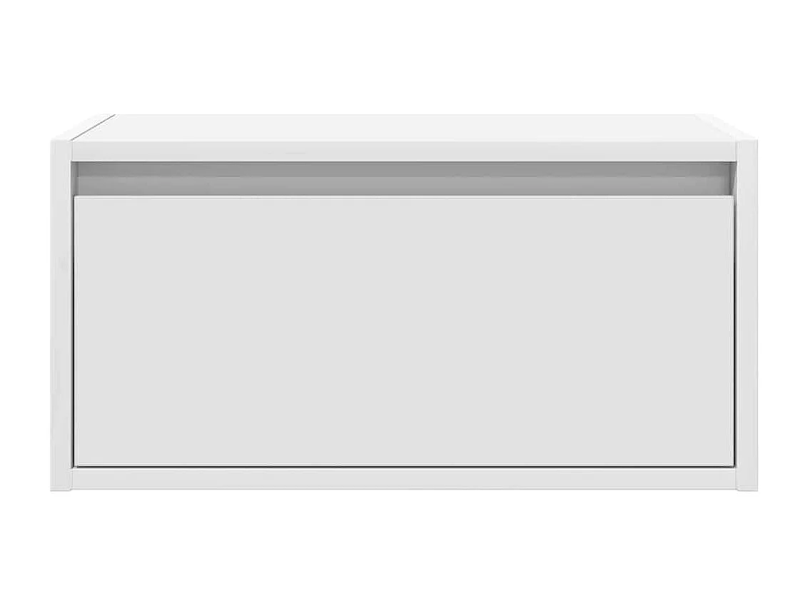 Tables de chevet murales avec lumières LED 2 pièces blanc