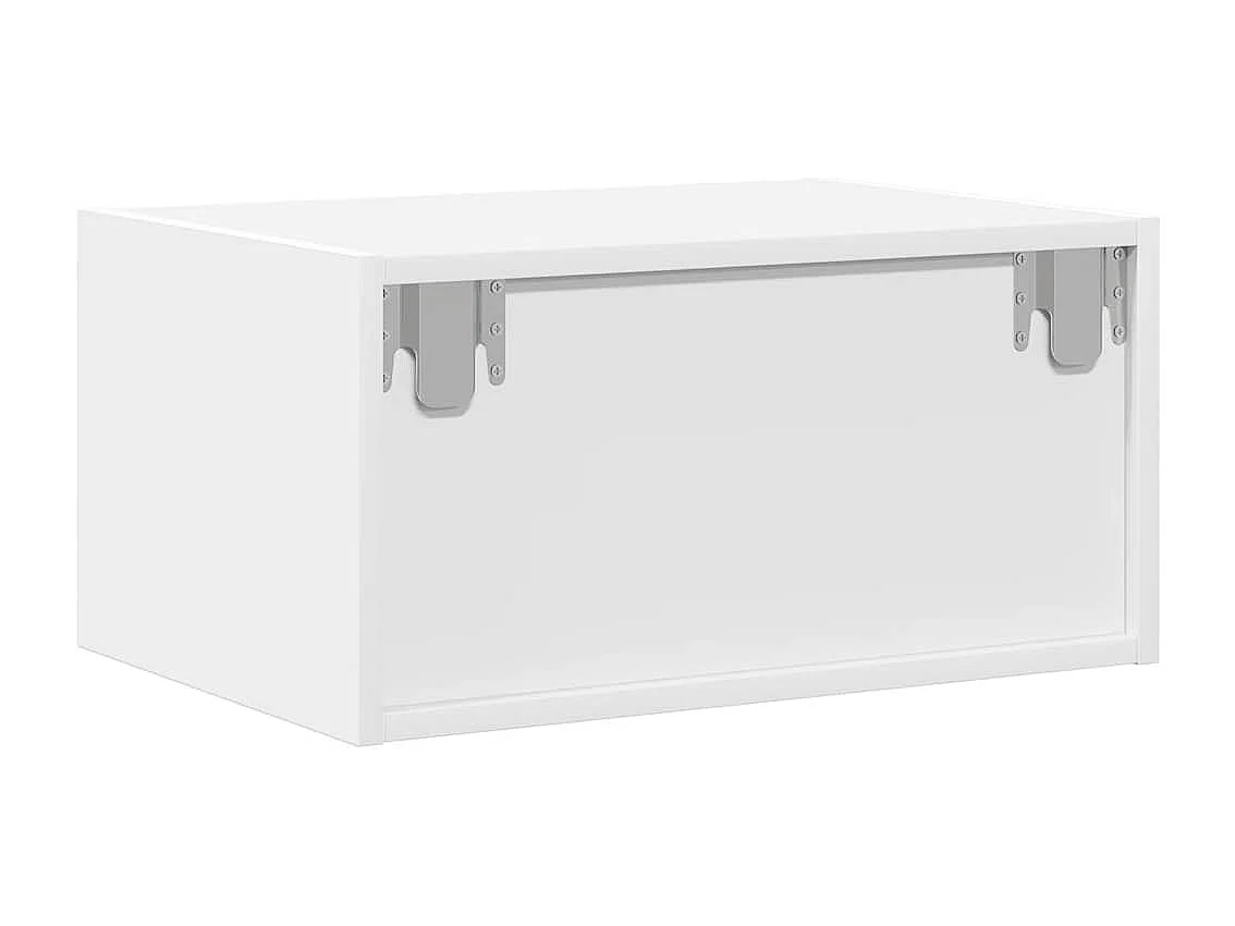 Tables de chevet murales avec lumières LED 2 pièces blanc