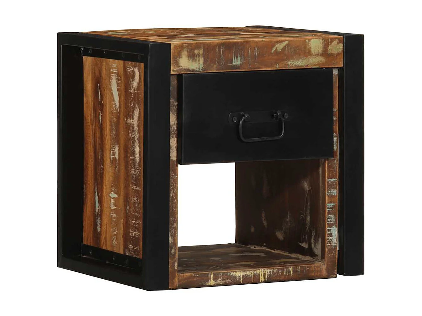 Mesilla de noche multicolor 40x35x40 cm madera maciza reciclada