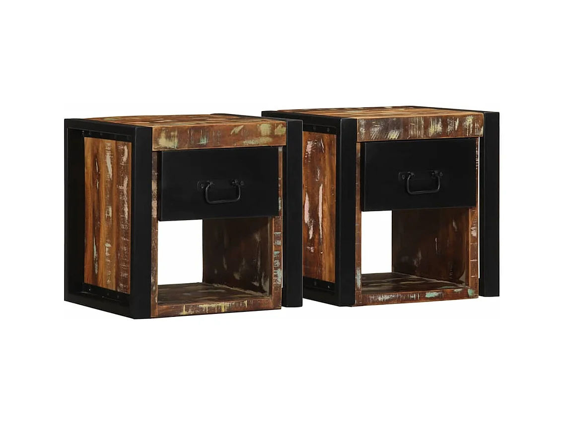Tables de chevet 2 pièces multicolore 40x35x40cm bois récupération