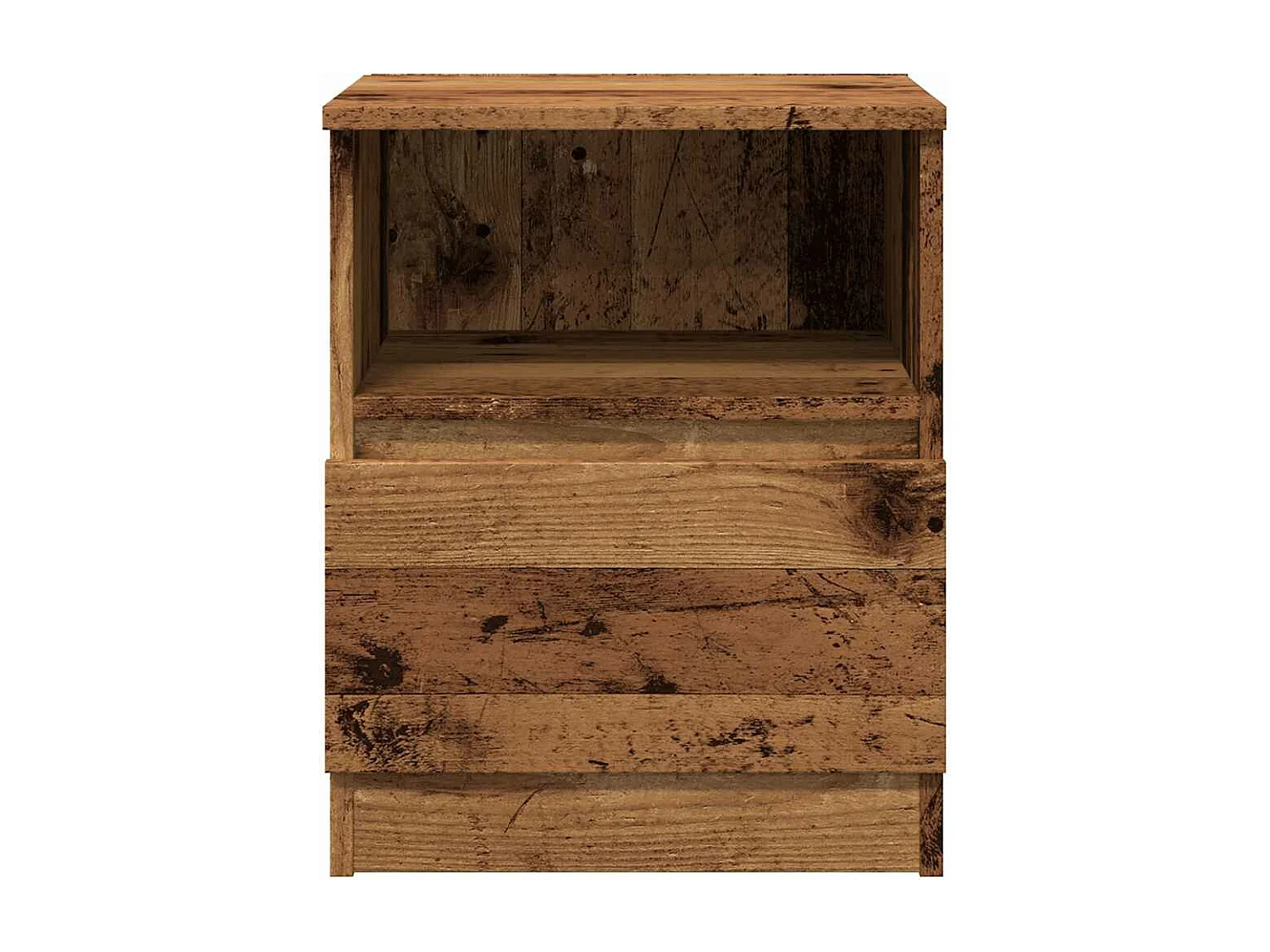 Nachtkastje 40x40x50 cm bewerkt hout oud houtkleurig