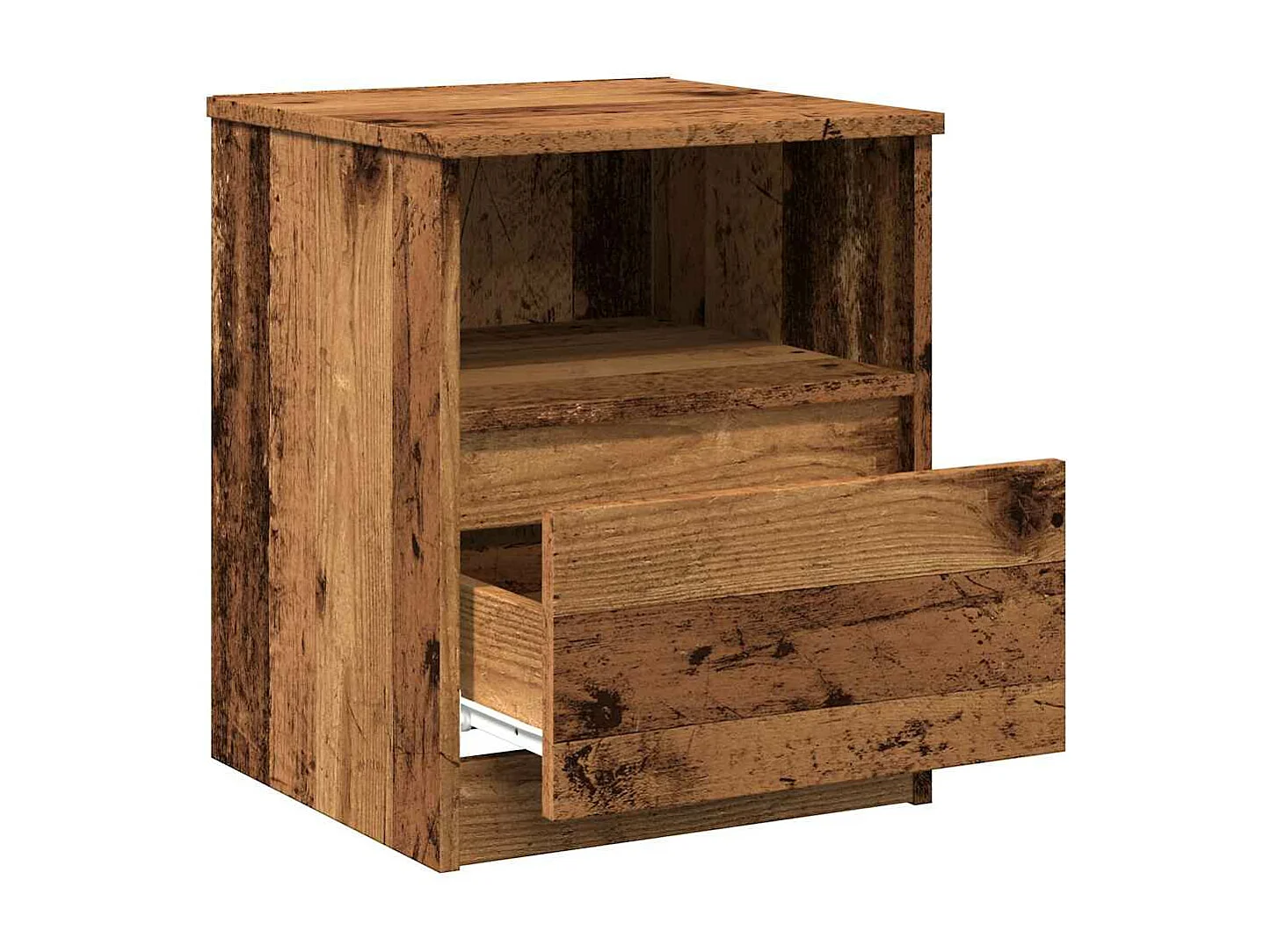 Nachtkastje 40x40x50 cm bewerkt hout oud houtkleurig