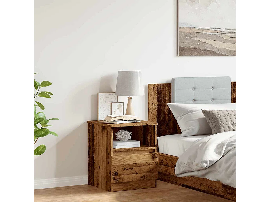 Table de chevet vieux bois 40x40x50 cm bois d’ingénierie