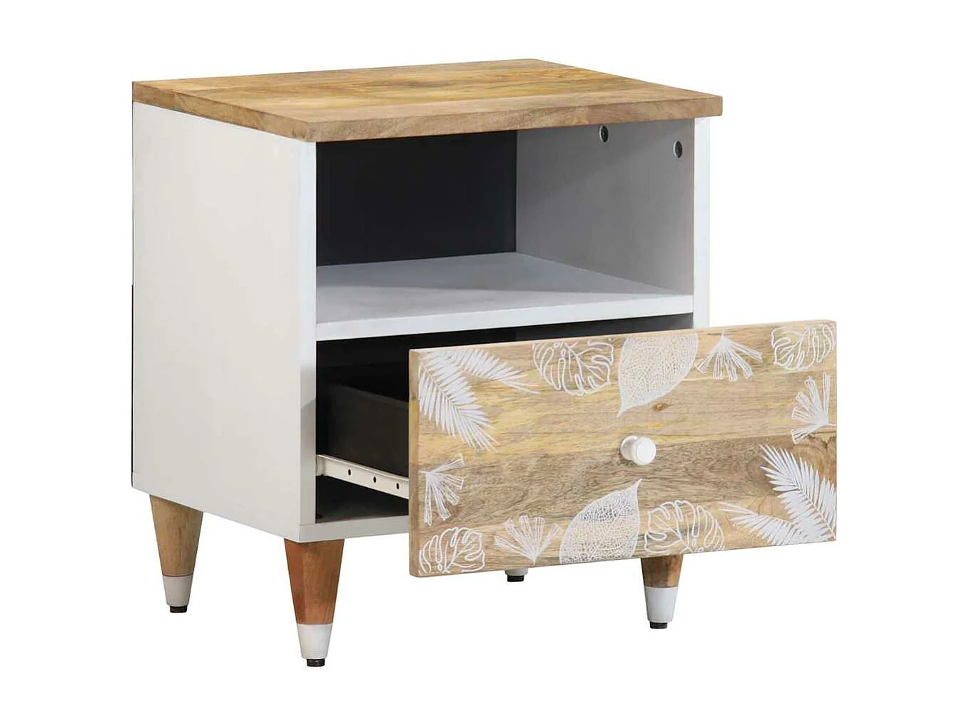 Mesita de noche de madera maciza de mango 40x33x46 cm