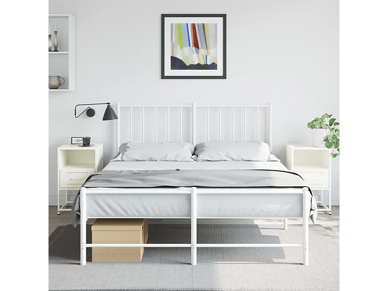 Mesas de cabeceira 2 peças 36x39x60,5 cm aço branco