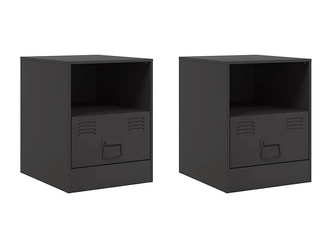 Tables de chevet 2 pièces noir 34,5x39x44 cm acier