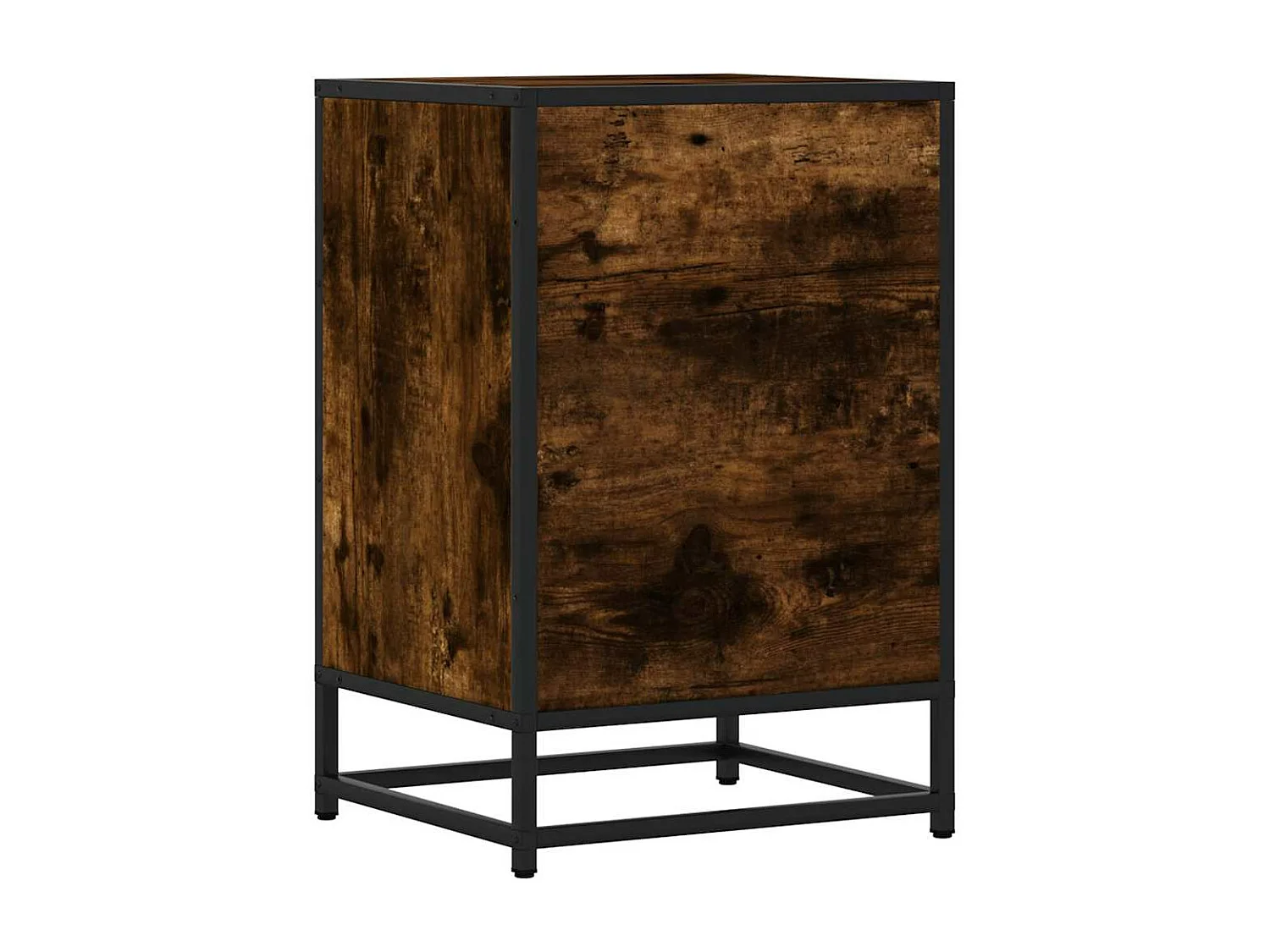 Nachtkastje 40x34,5x60 cm bewerkt hout en metaal gerookt eiken