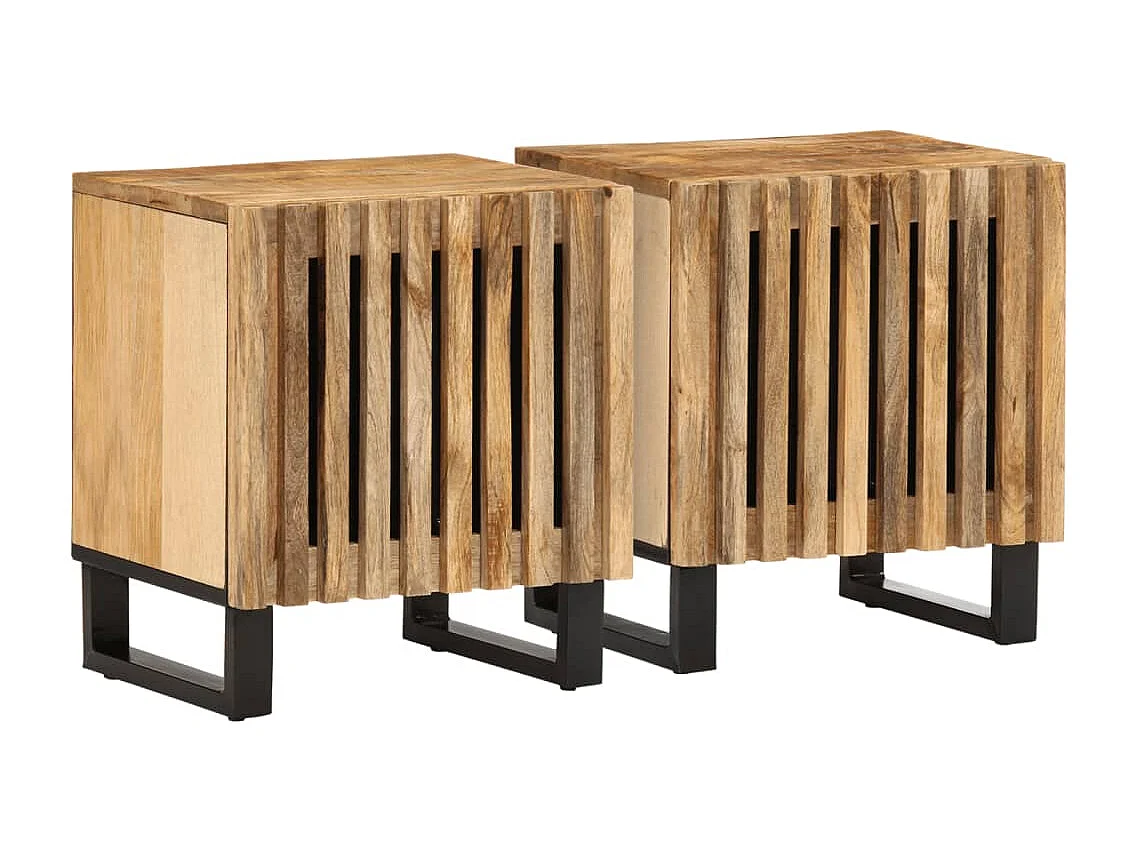 Nachtkastjes 2 st 40x34x46 cm massief ruw mangohout