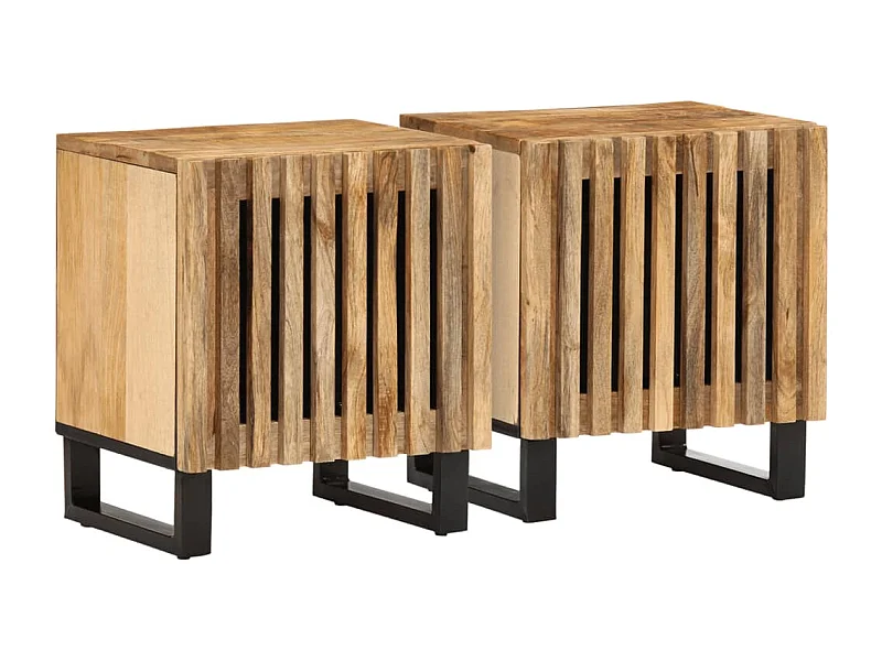 Mesas de cabeceira 2 peças 40x33x46 cm mangueira áspera maciça