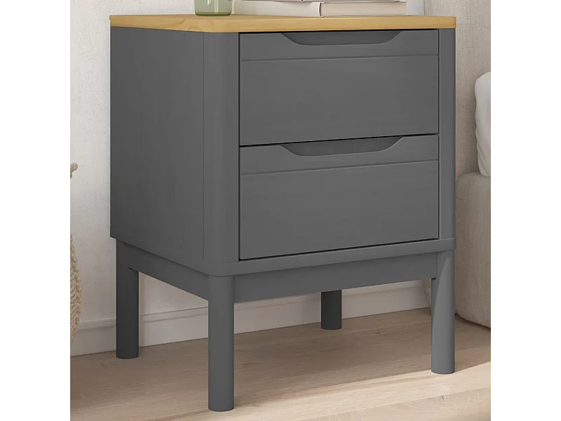 Table de chevet gris 45x39x57 cm bois de pin massif