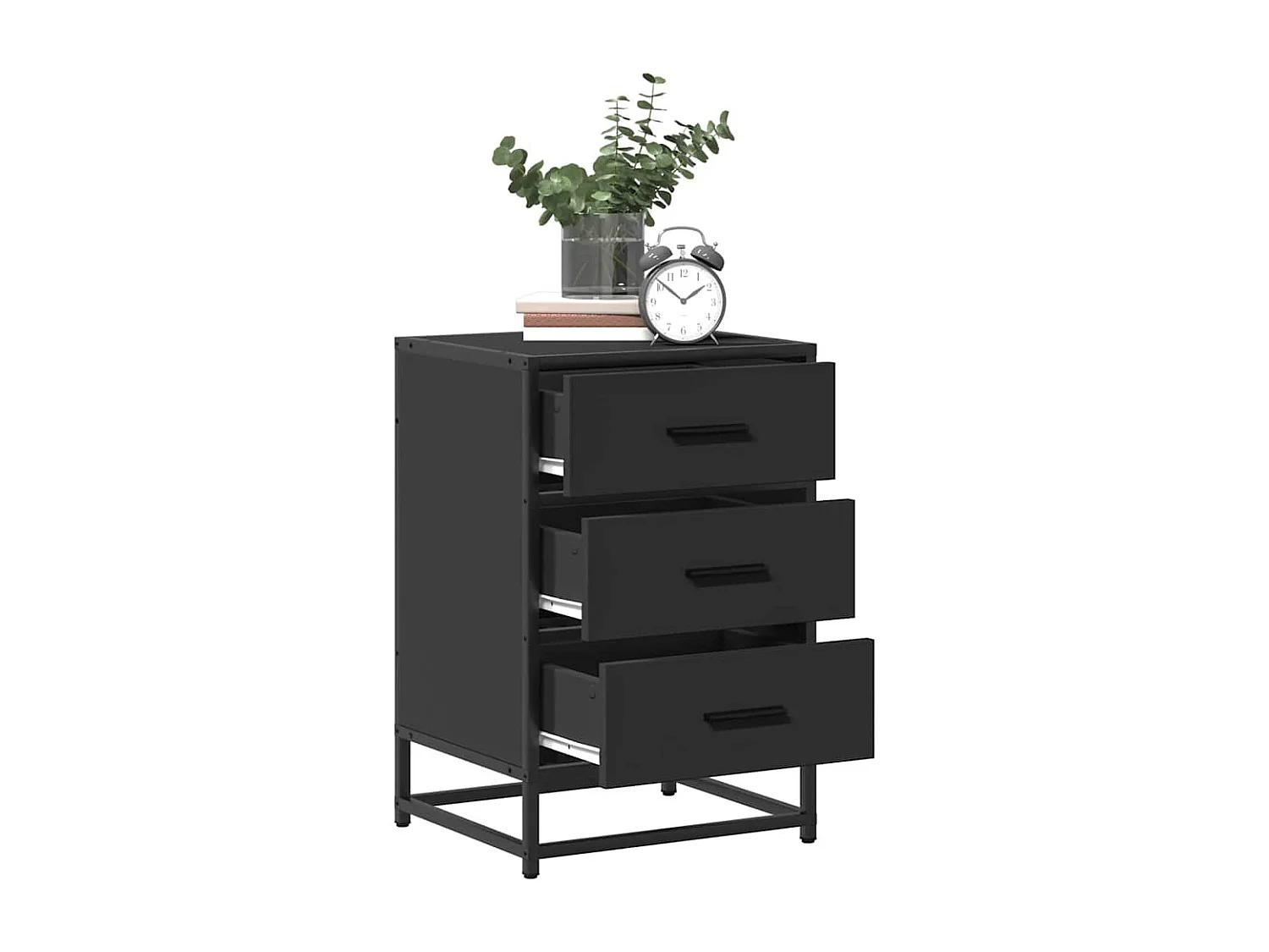 Mesa de cabeceira 40x34,5x60cm derivados de madeira preto metal