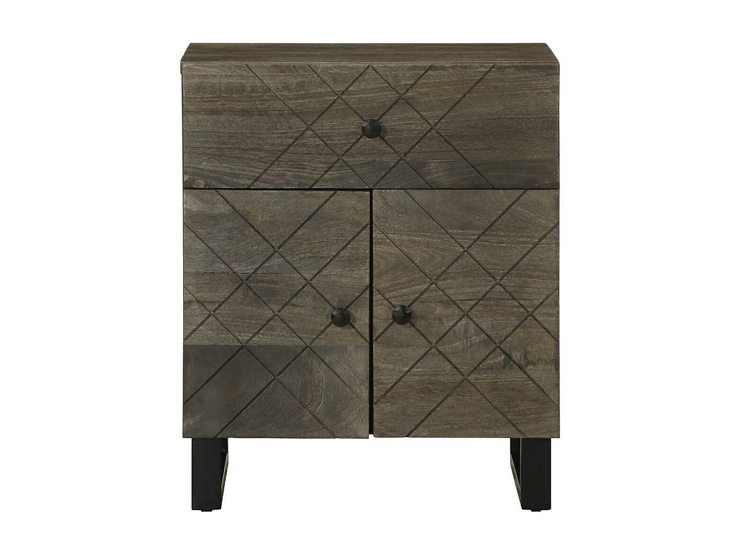 Table de chevet noir 50x33x60 cm bois de manguier massif