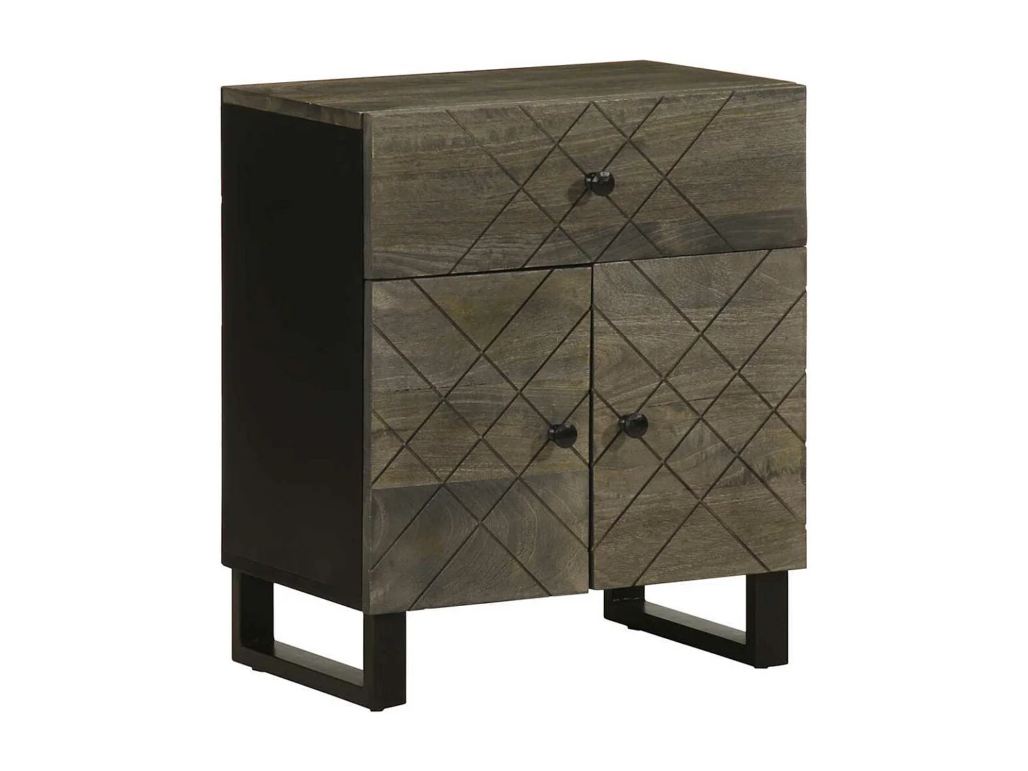 Table de chevet noir 50x33x60 cm bois de manguier massif