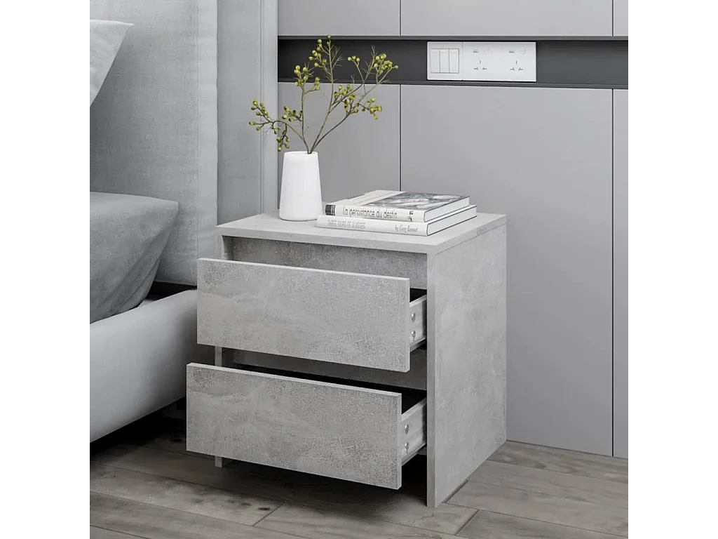 Table de chevet Gris béton 45x34,5x44,5 cm Aggloméré