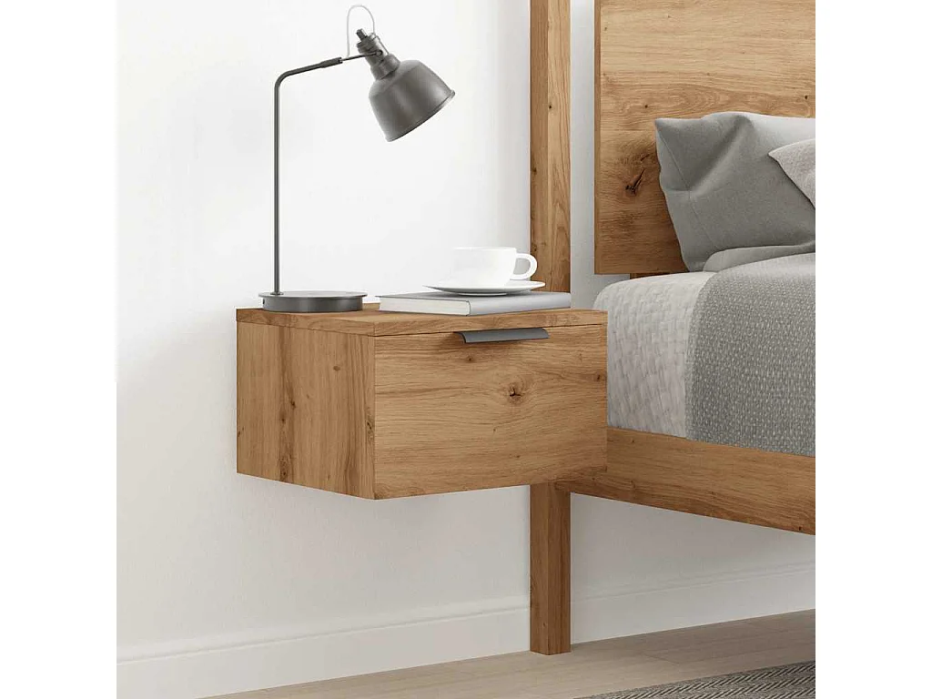 Mesa de cabeceira de parede 34x30x20 cm cor carvalho artisiano