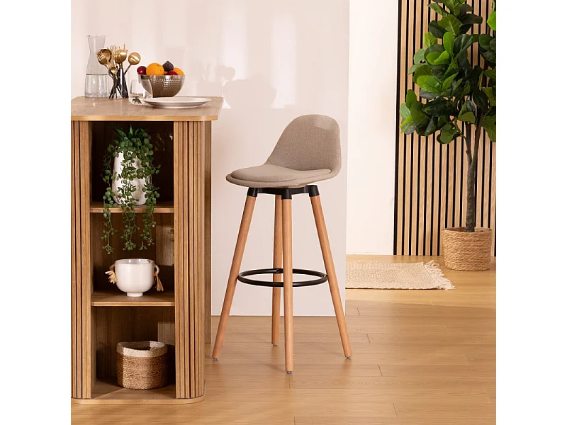 Lot de 2 Chaises de Bar "Maxon" 92cm Beige