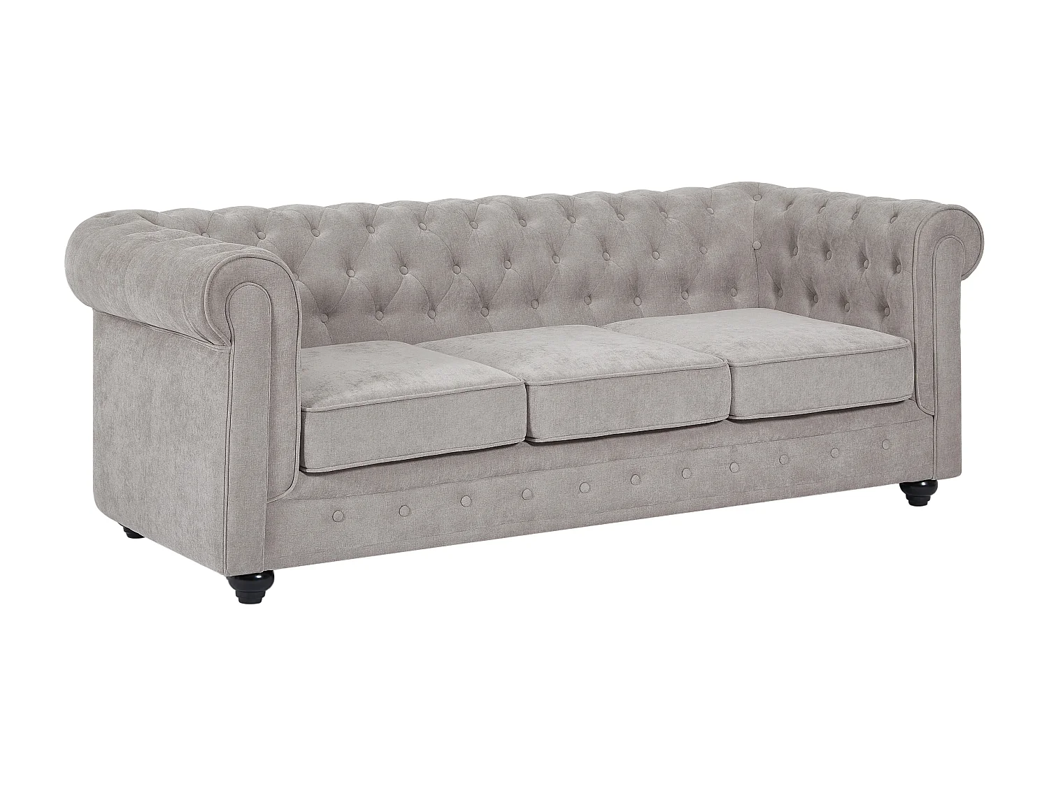 Canapé 3 places en tissu gris CHESTERFIELD