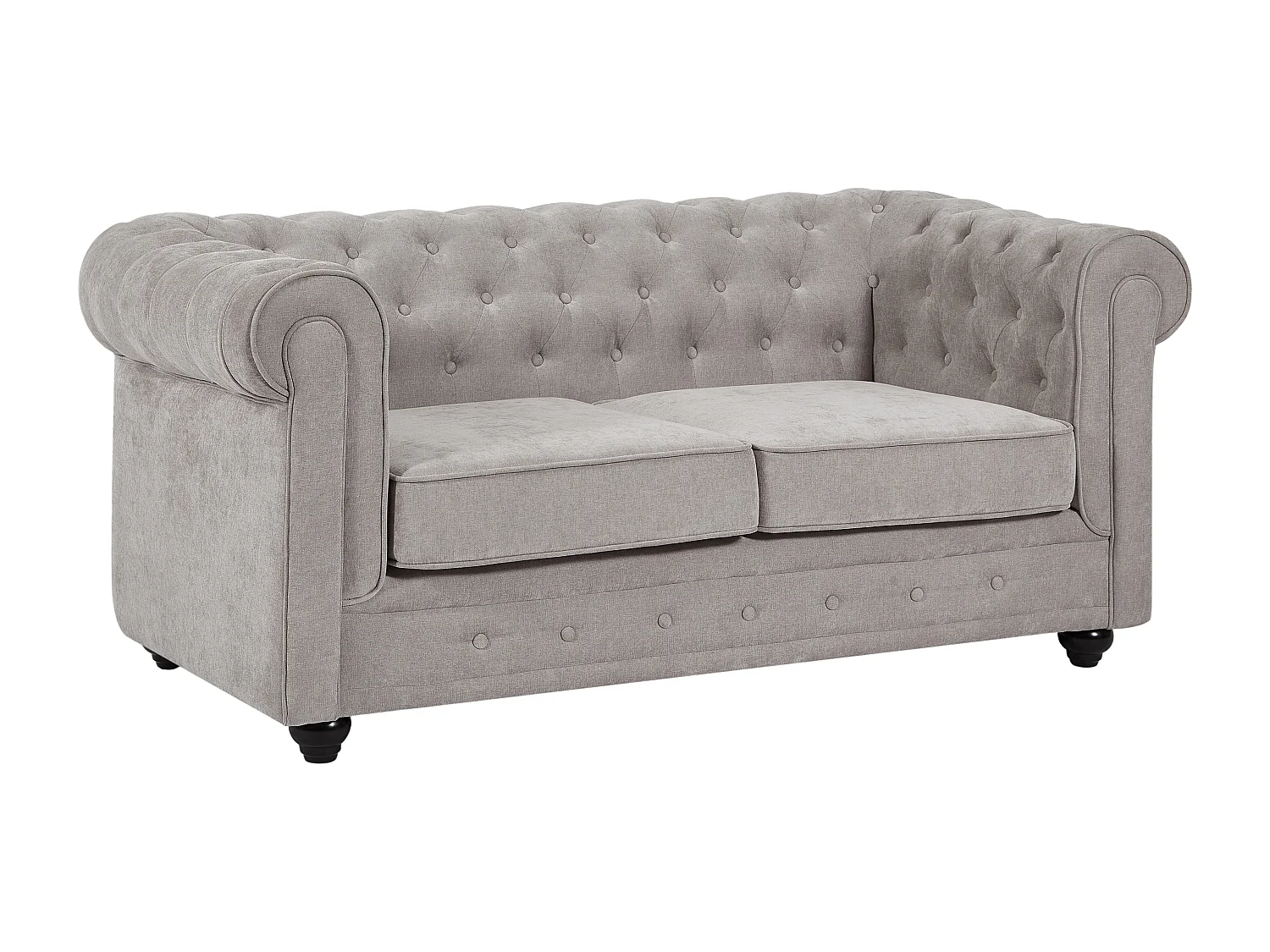 Canapé 2 places en tissu gris CHESTERFIELD