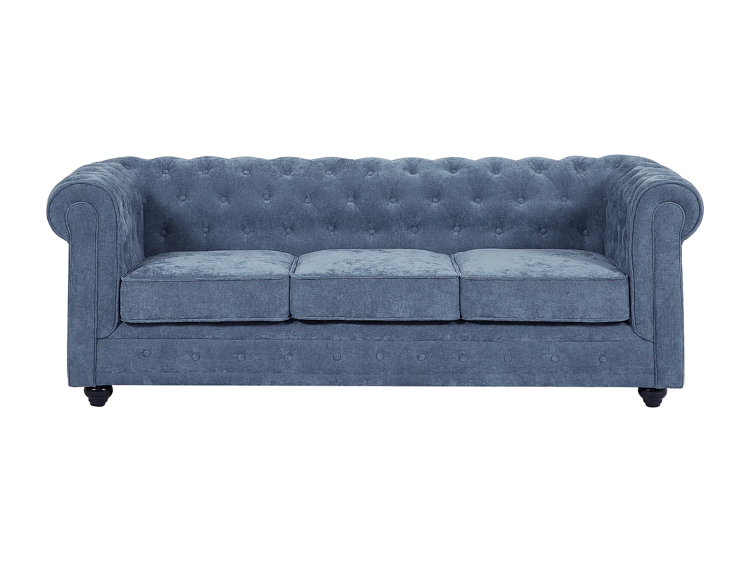 3-personers sofa i blåt stof CHESTERFIELD
