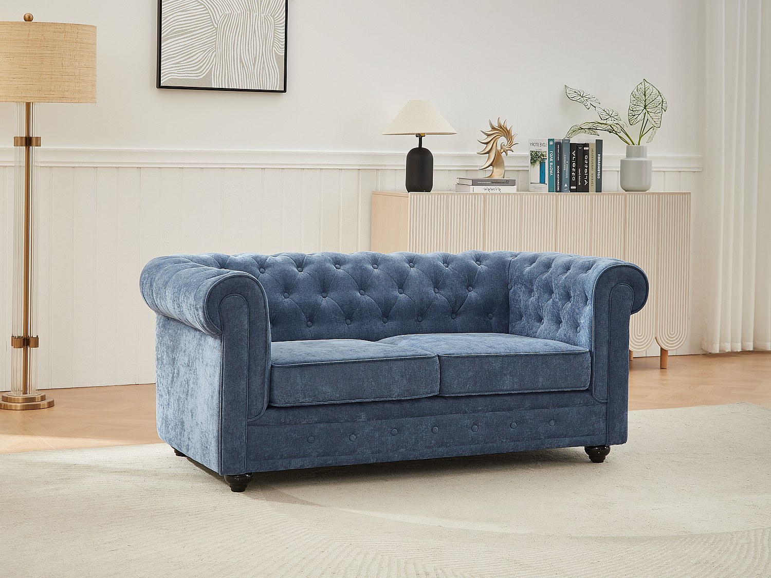 2-Sitzer-Sofa - Stoff - Blau - CHESTERFIELD günstig online kaufen