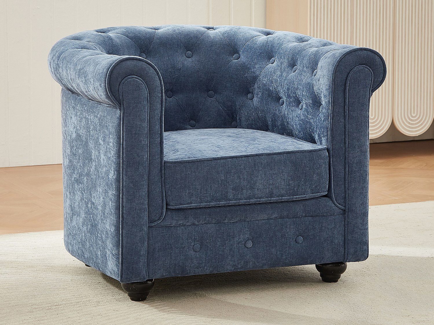 Blå stoffstol CHESTERFIELD