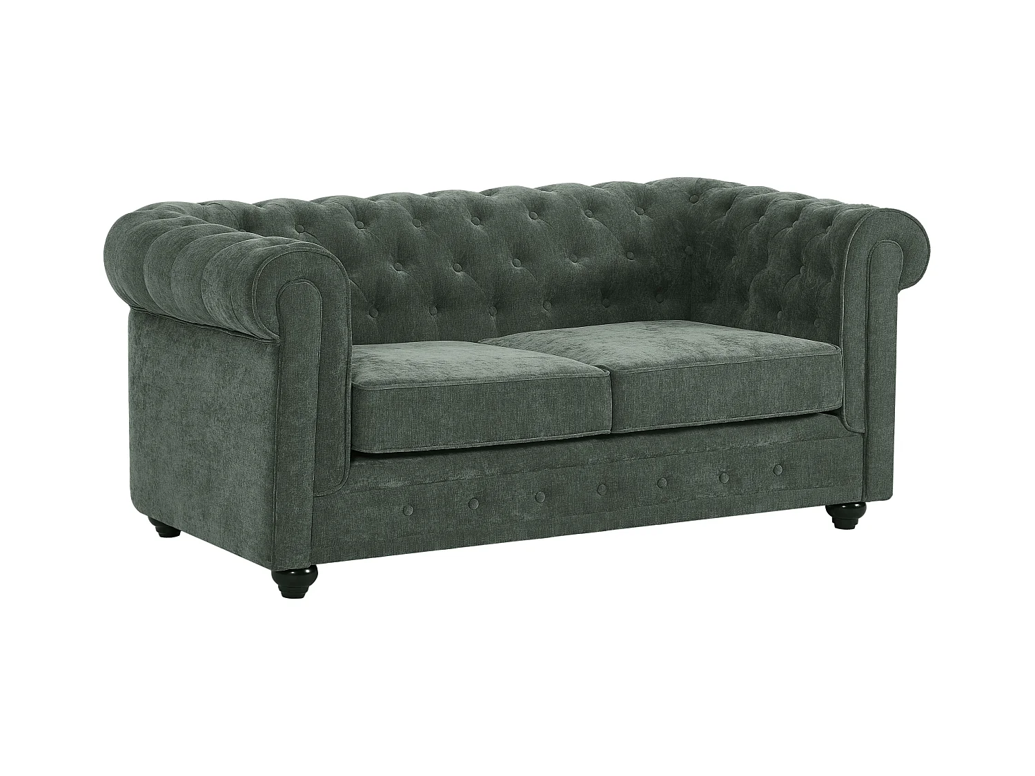 Canapé 2 places en tissu vert CHESTERFIELD