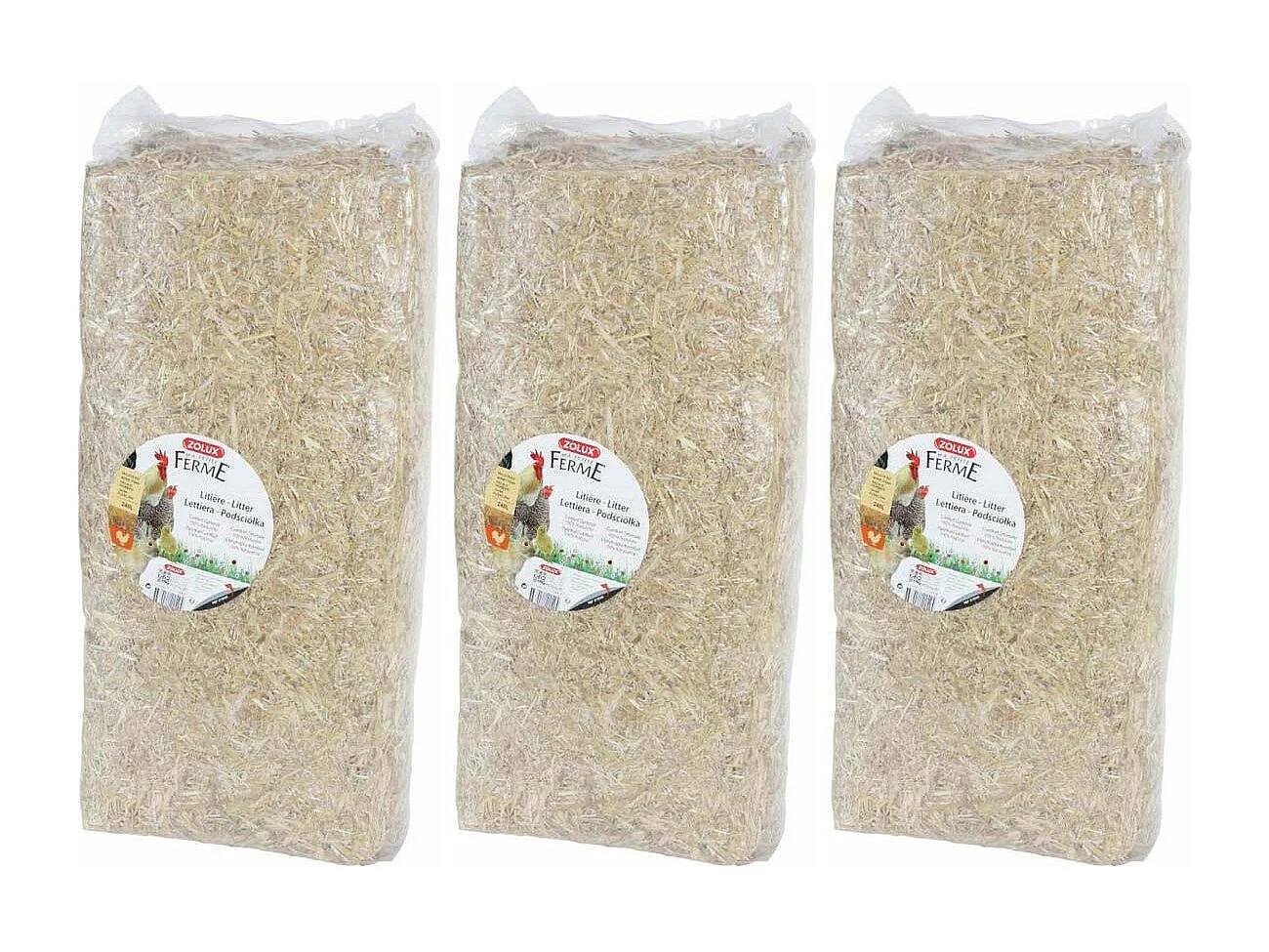 Paille naturelle pour litière 240 litres Lot de 3
