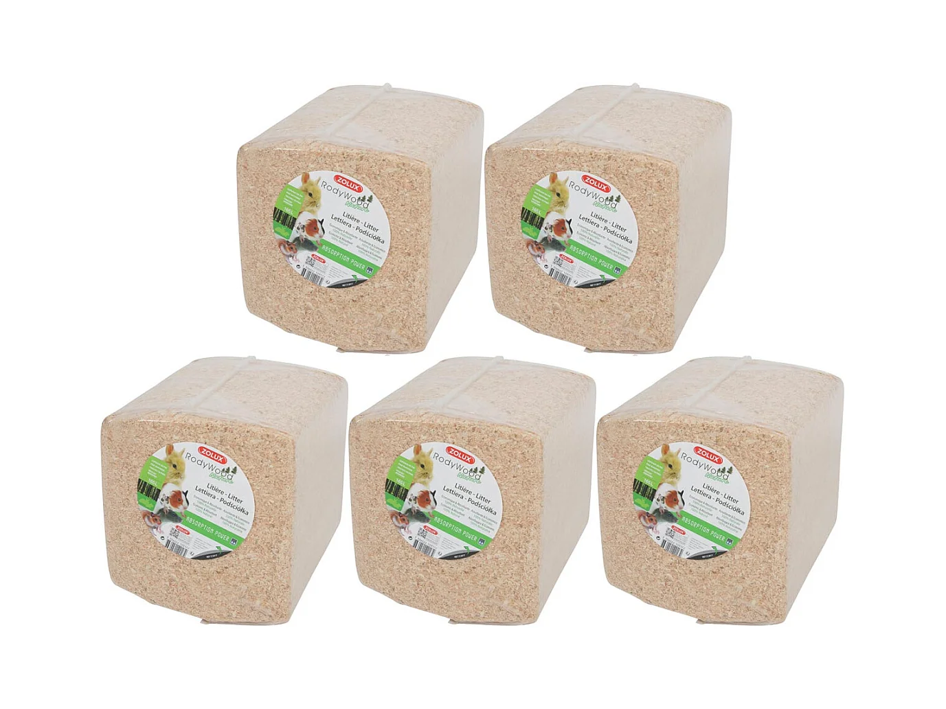 Litière lapin bois copeaux de pin 165L Lot de 5
