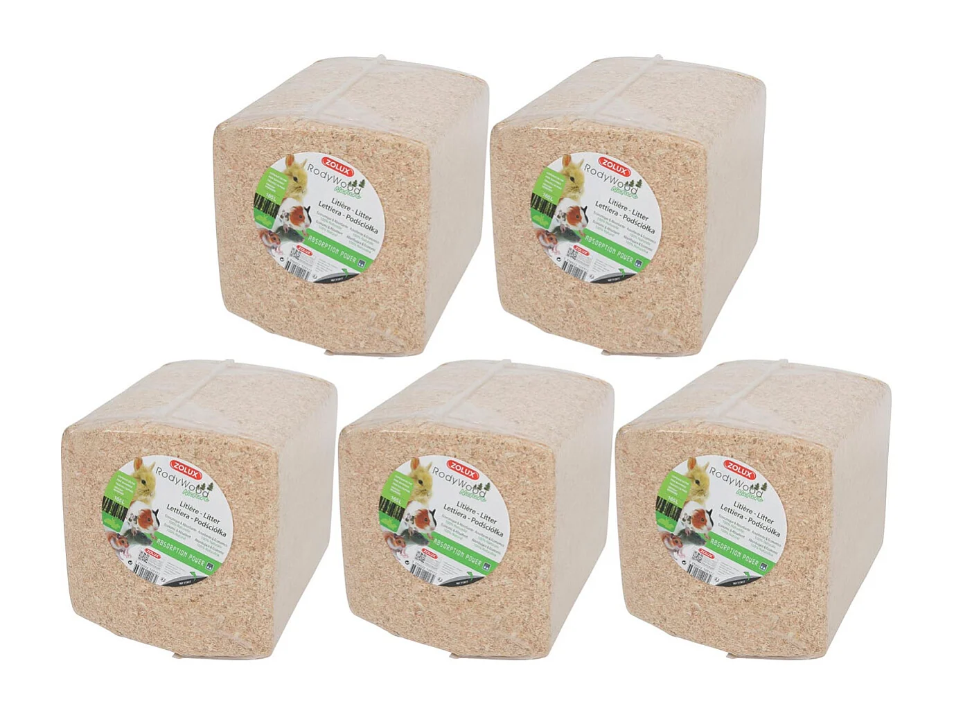 Litière lapin bois copeaux de pin 165L Lot de 5