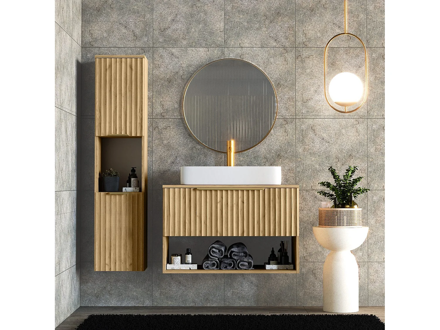 Columna de pared 2 puertas Dania Madera