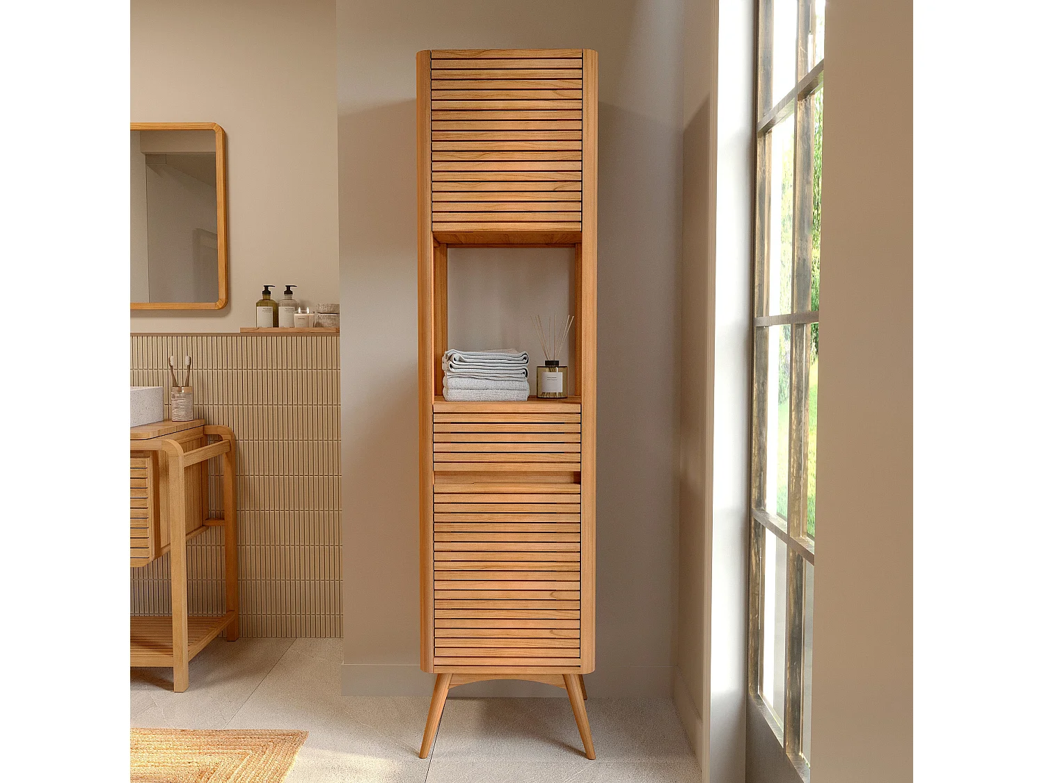 Colonna da bagno in legno di teak - Auguste