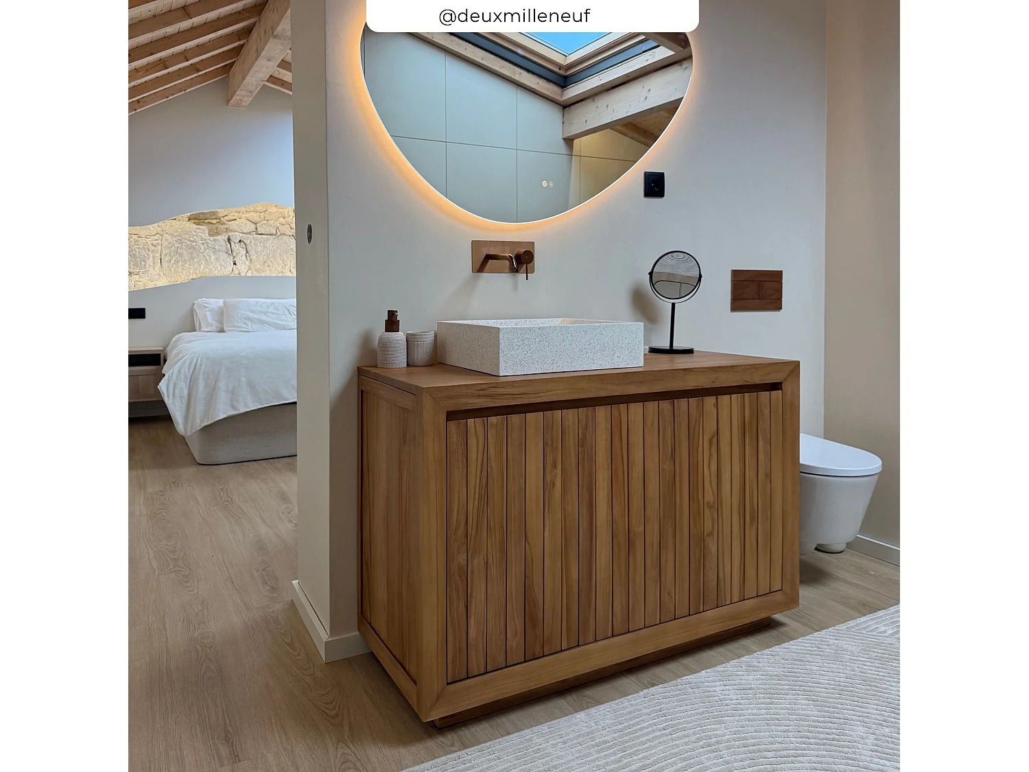 Meuble de salle de bain en bois de teck 120 cm - Pernelle