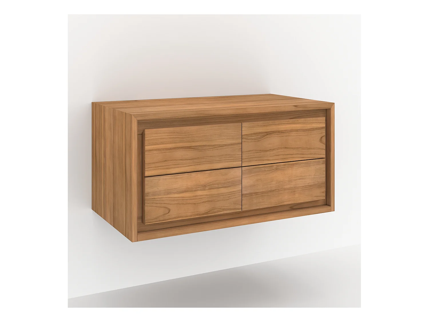 Meuble de salle de bain suspendu en bois de teck 90 cm - Hera