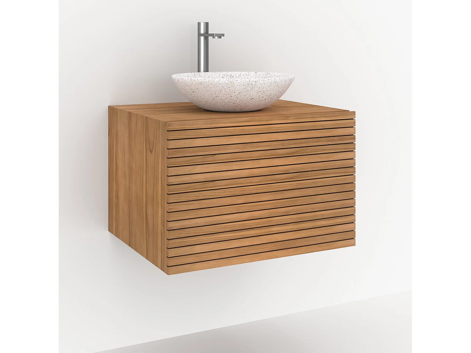 Mobile da bagno sospeso in legno di teak 60 cm - Raye
