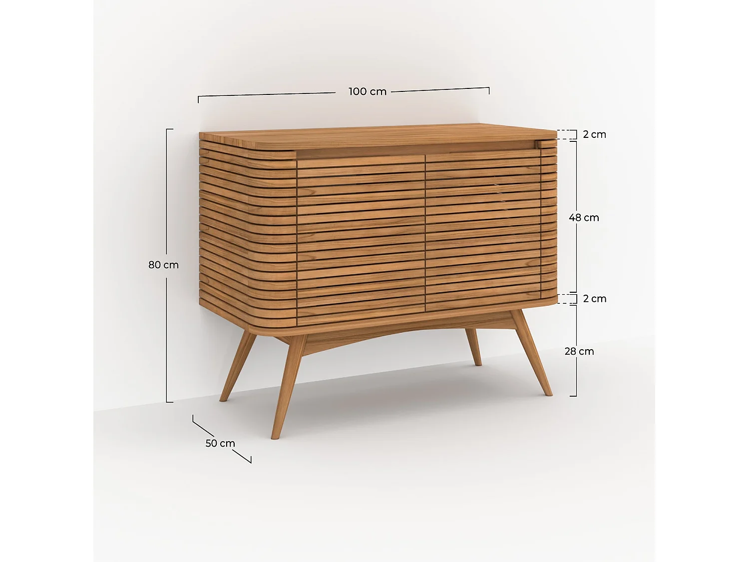 Meuble de salle de bain en bois de teck 100 cm - Auguste