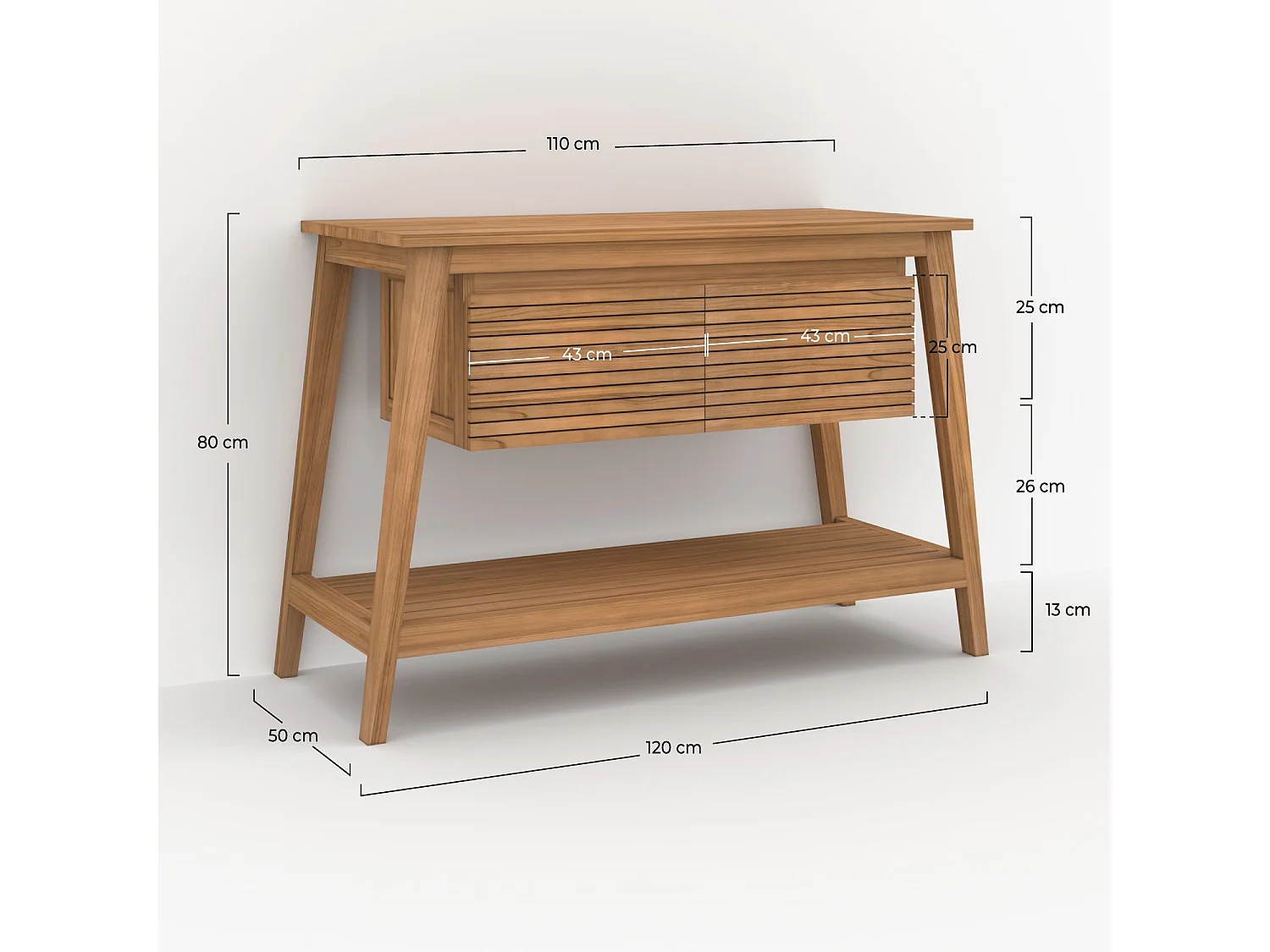 Mobile da bagno in legno di teak 120 cm - César