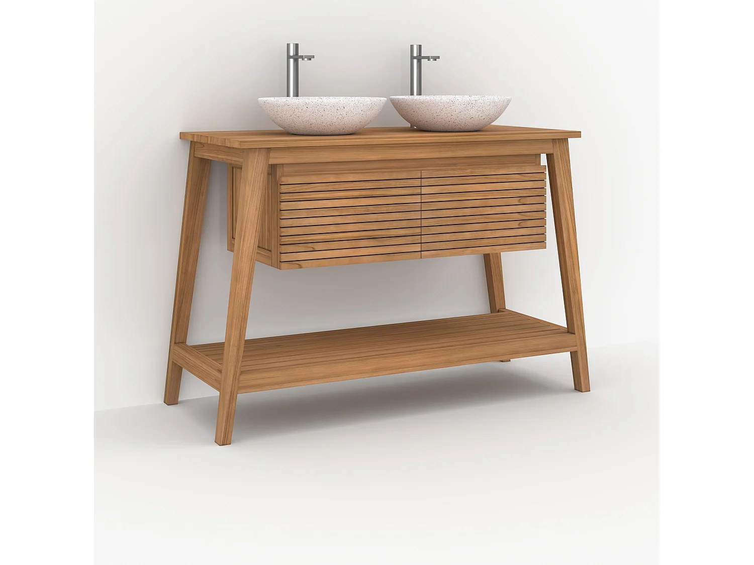 Meuble de salle de bain en bois de teck 120 cm - César