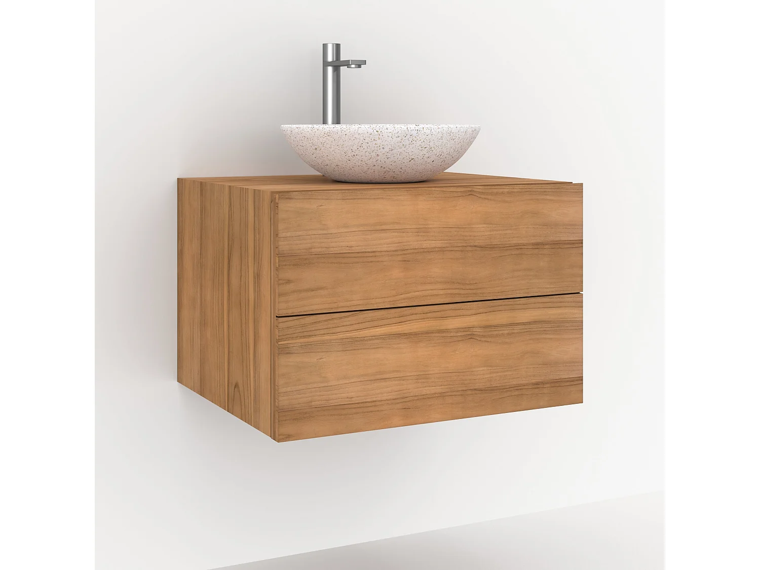 Meuble de salle de bain suspendu en bois de teck 60 cm - Hera