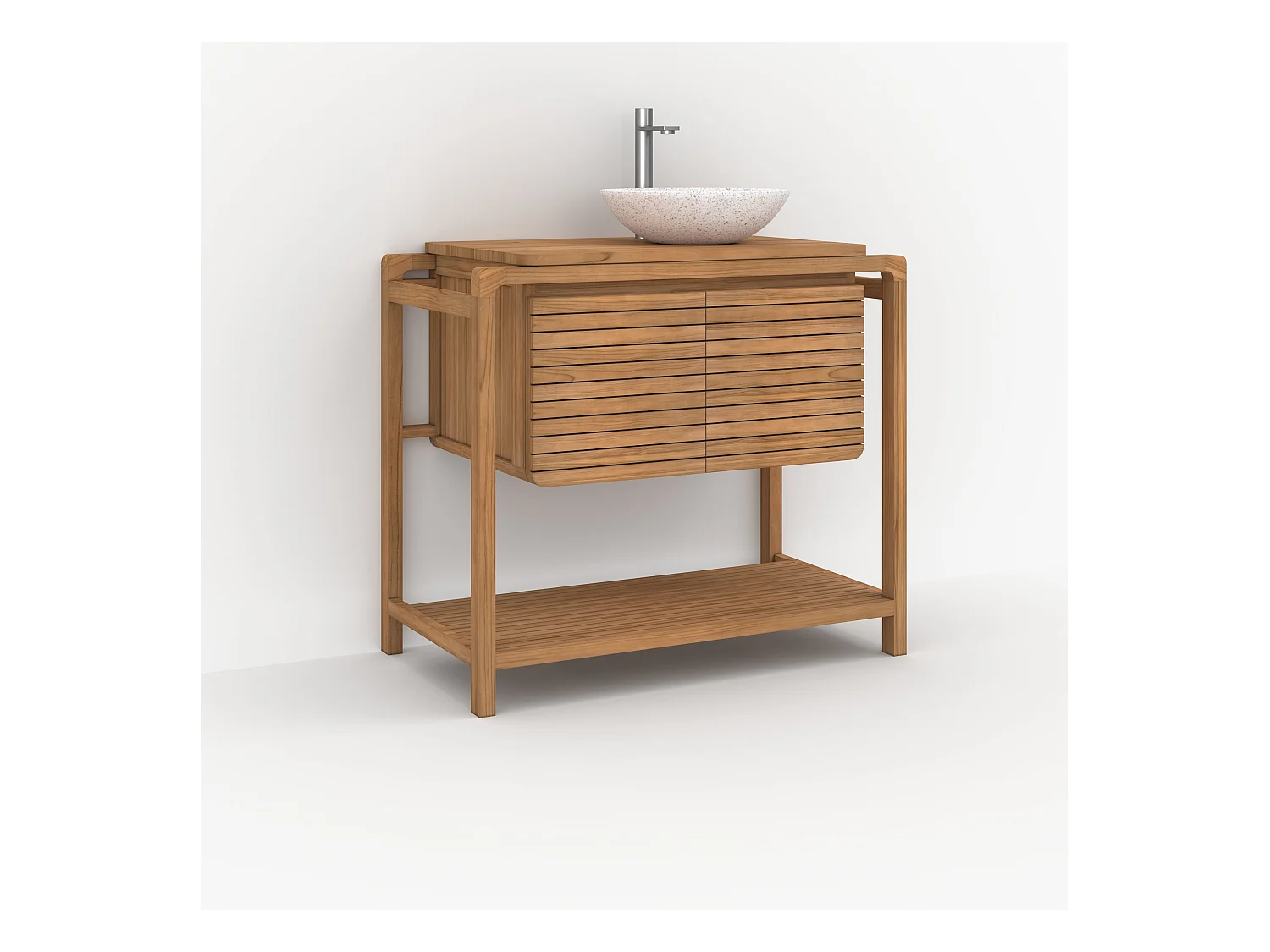 Meuble de salle de bain en bois de teck 90 cm - Lucette