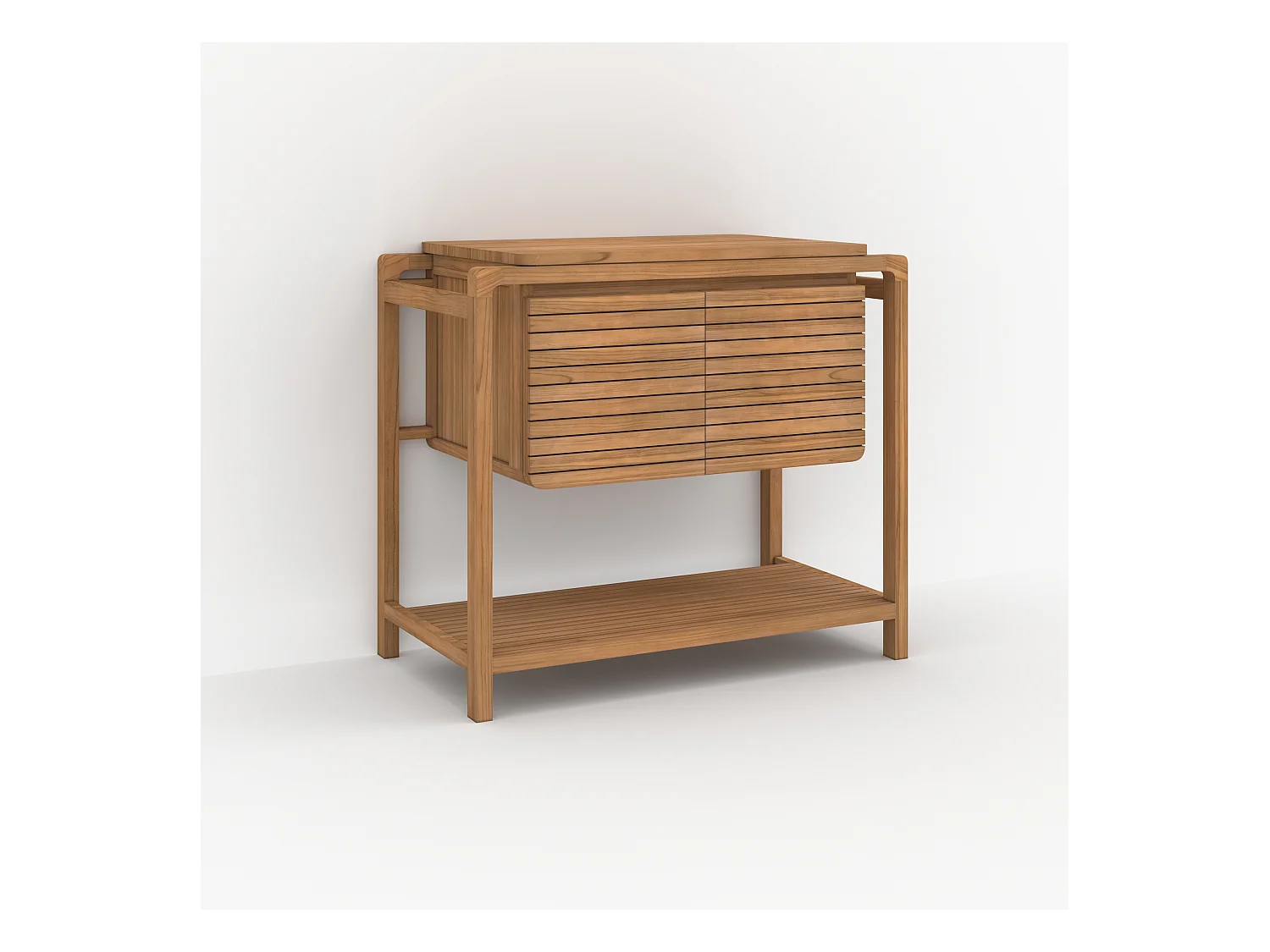 Meuble de salle de bain en bois de teck 90 cm - Lucette