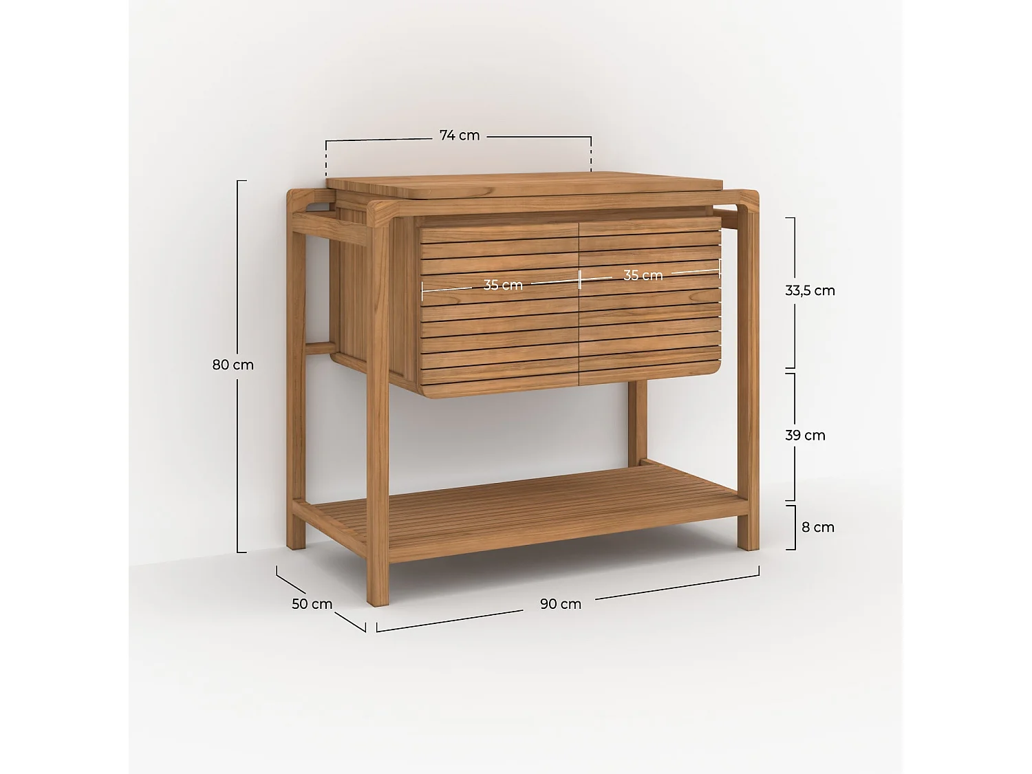 Mobile da bagno in legno di teak 90 cm - Lucette