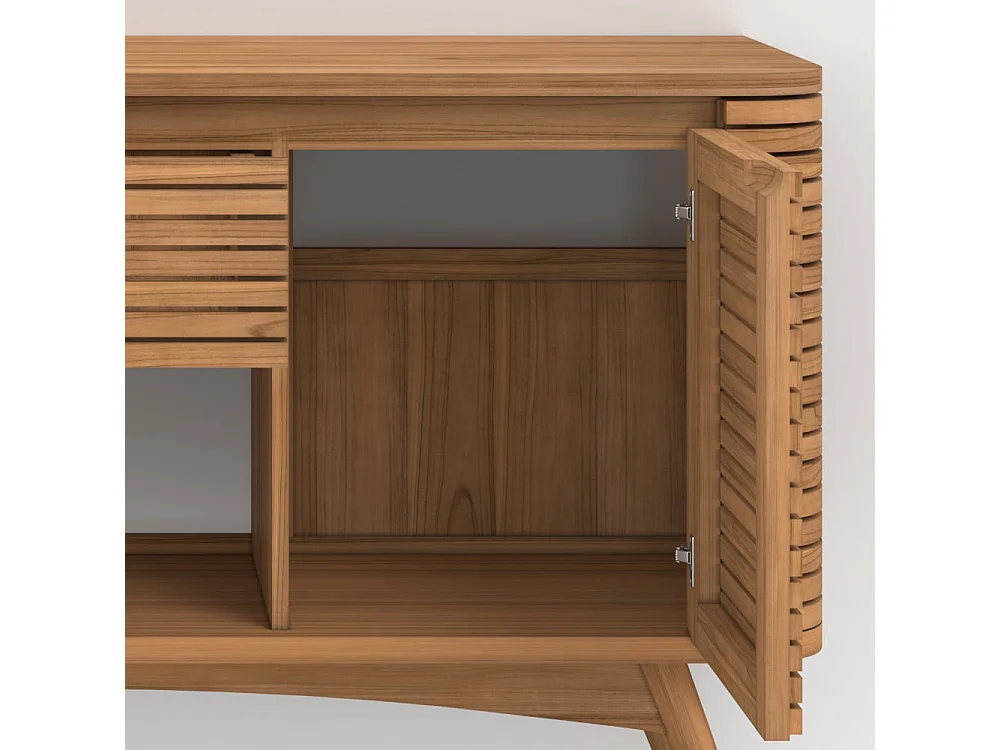 Meuble de salle de bain en bois de teck 140 cm avec une niche - Auguste