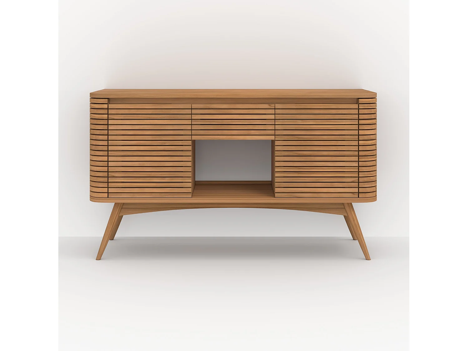 Meuble de salle de bain en bois de teck 140 cm avec une niche - Auguste