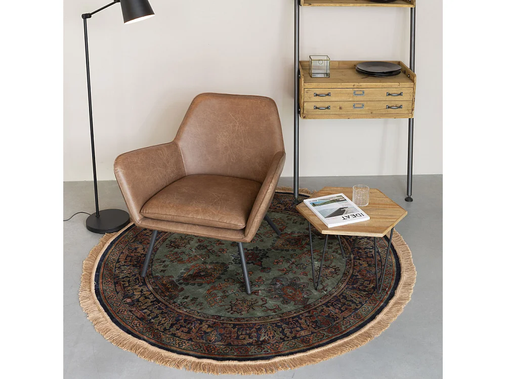 Raz IV - Tapis persan à franges -  Rouge - 160x160cm