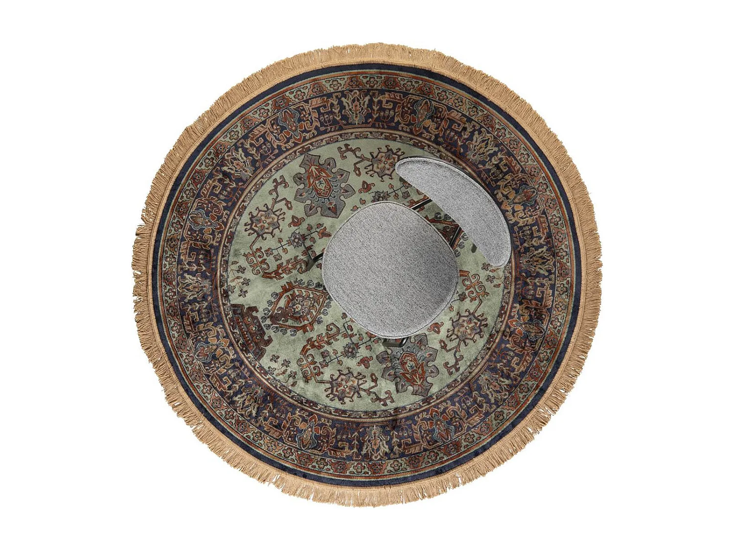 Raz IV - Tapis persan à franges -  Rouge - 160x160cm