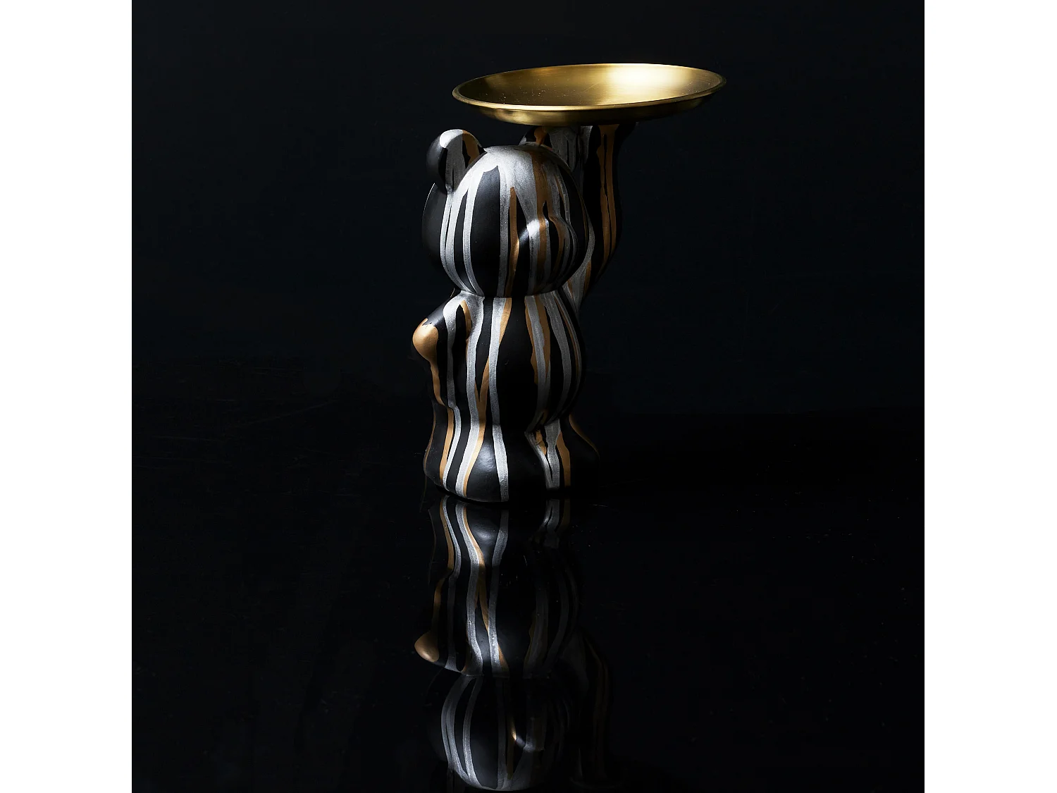 Statue Deco Noir Vide Poche Noir, Or, Argent