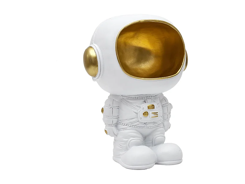 Statue Astronaute Vide Poche Blanc Blanc, Or