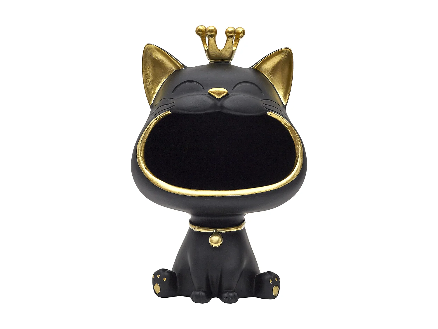 Statue Chat Noir Vide Poche Noir, Or